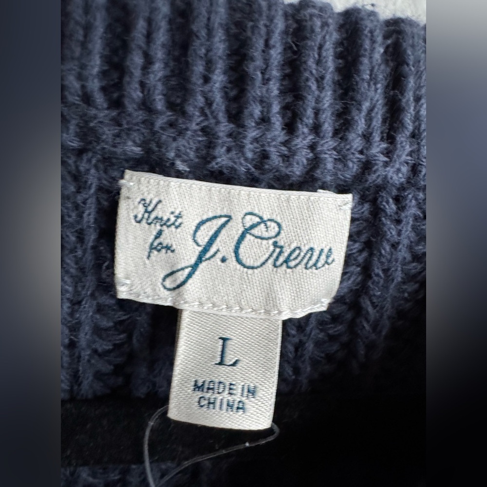 J Crew Knit for J Crew Cotton Navy Blue Heritage Sweater men’s Large - Picture 3 of 6